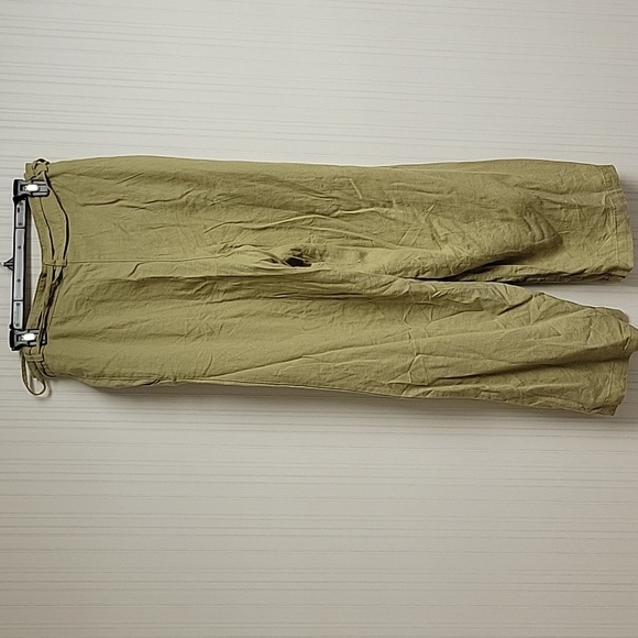 H&M Linen Blend Khaki Pants, Womens Sz 12. New With Tags. Wide Leg - Picture 3 of 6